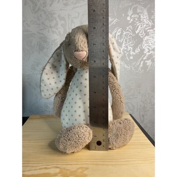 Little Jellycat Starry Bashful Bunny Rabbit Rattle Soft Plush Tan White Stars - Picture 8 of 8